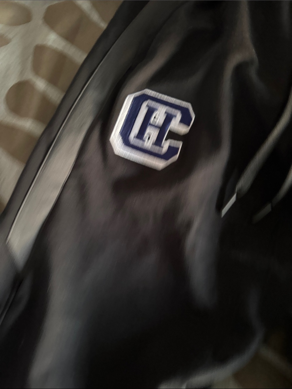 Jordan Black Bomber Jacket with Navy & White Patch